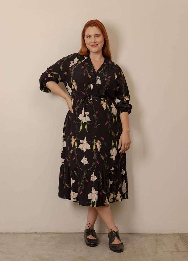 Bold - Vestido Midi Plus Size Preto