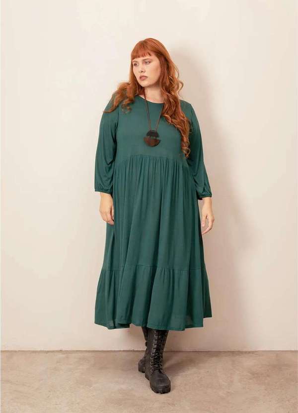 Bold - Vestido Pina Tecido Ultra Leve Plus Size Verde