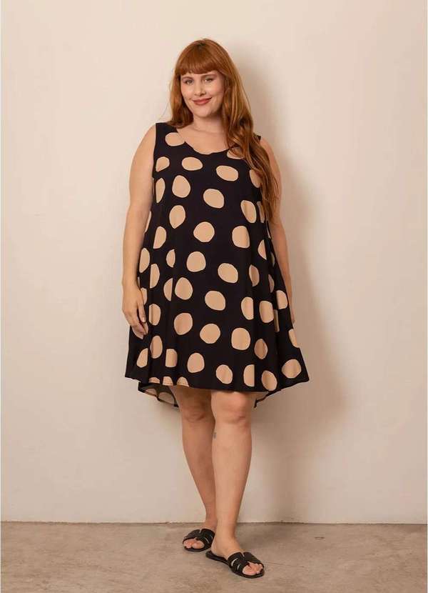 Bold - Vestido Regata Evasê Plus Size Preto