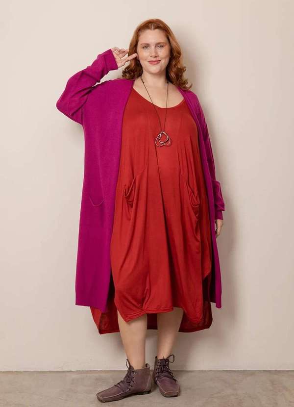 Bold - Vestido Saruel Decote V Plus Size Laranja 4