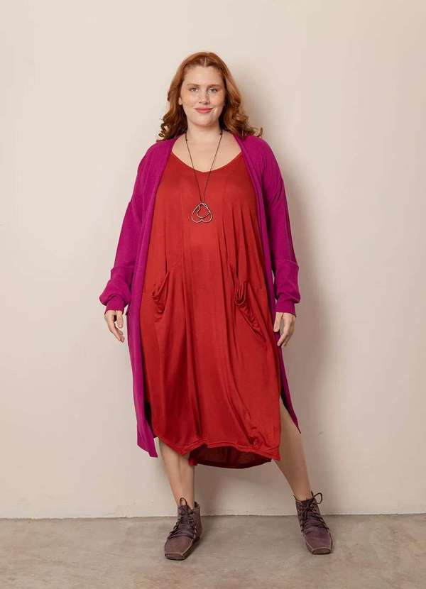 Bold - Vestido Saruel Decote V Plus Size Laranja 5