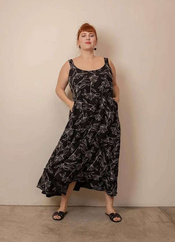 Bold - Vestido Siena Bordado Plus Size Preto