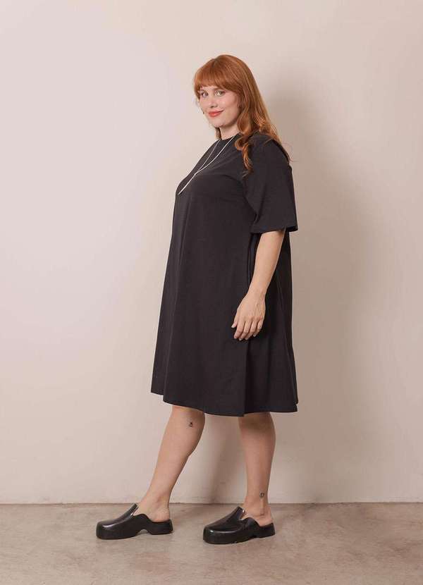 Bold - Vestido Trapézio Algodão Plus Size Preto 2
