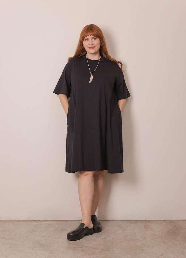 Bold - Vestido Trapézio Algodão Plus Size Preto 7