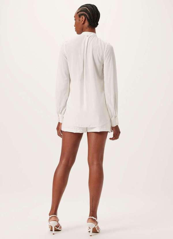 Dimy - Camisa com Aplicacao e Bordado Tecido Plano Feminino Dimy Branco 4