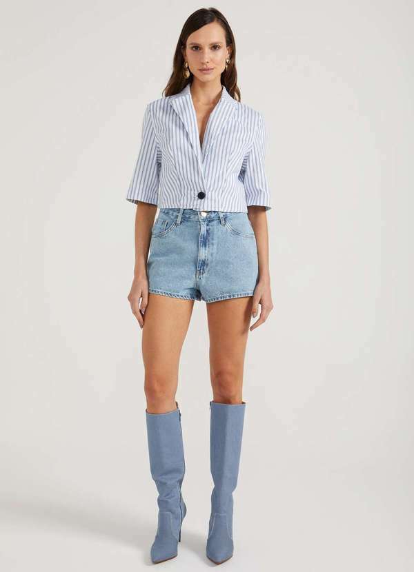 Dimy - Blazer com Manga 3/4 Color Jeans Feminino Dimy Multicores