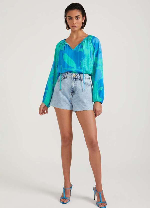 Dimy - Shorts Madonna com Lavagem Media Jeans Feminino Dimy Multicores
