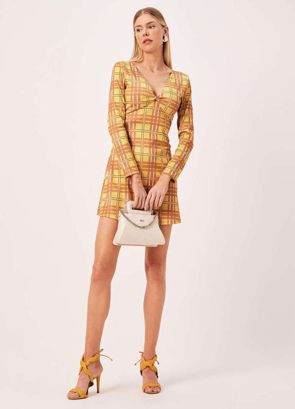Dimy - Vestido Manga Comprida com Torcao de Malha Dimy Amarelo