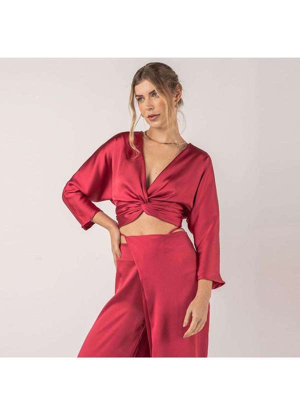 Elora - Blusa Acetinada Elora Feminina Vermelho