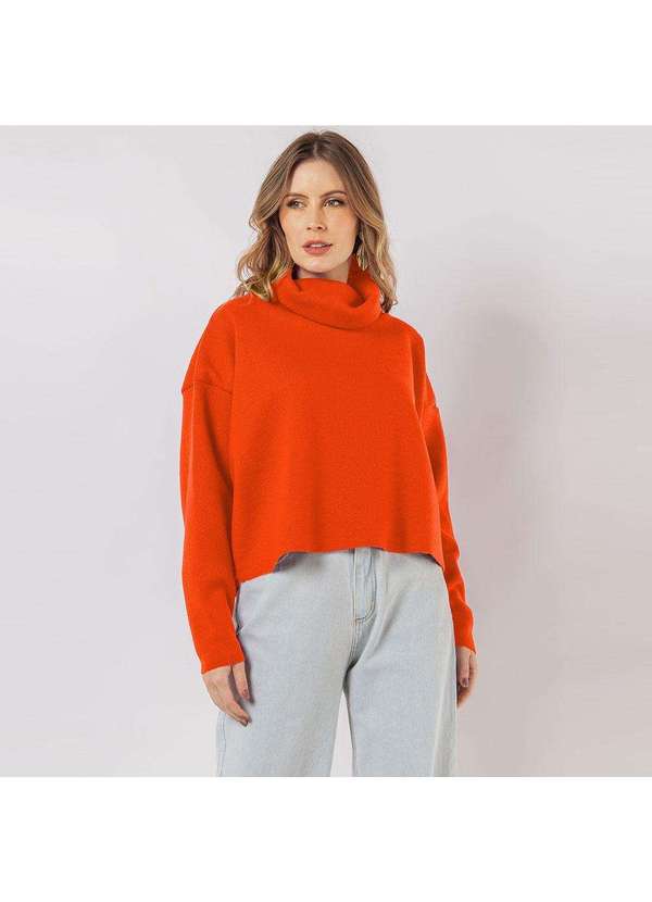 Elora - Blusa Cropped Elora Tricot Feminina Laranja