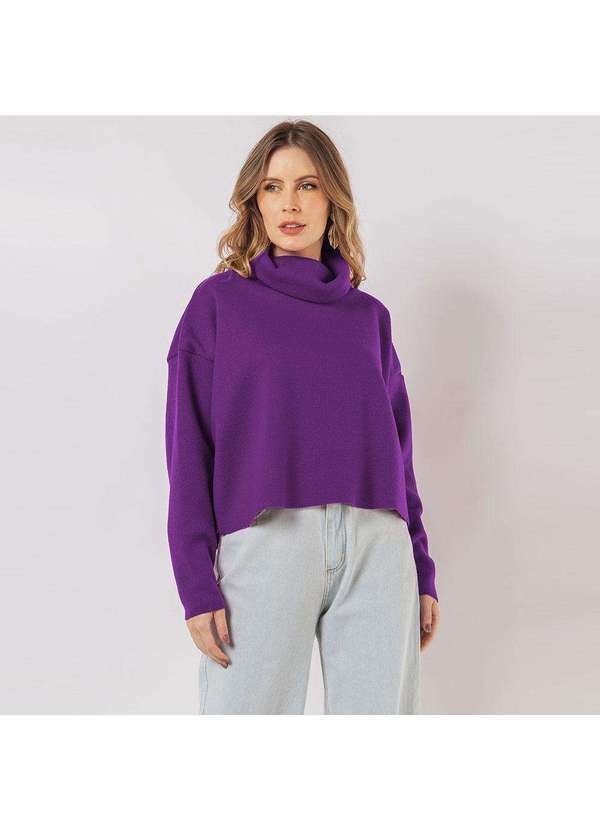 Elora - Blusa Cropped Elora Tricot Feminina Roxo