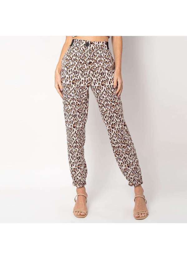Elora - Calça Jogger Elora Onça Feminina Branco