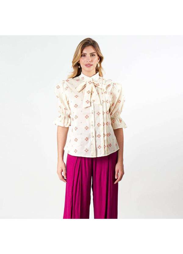 Elora - Camisa Elora Flor Feminina Bege 2