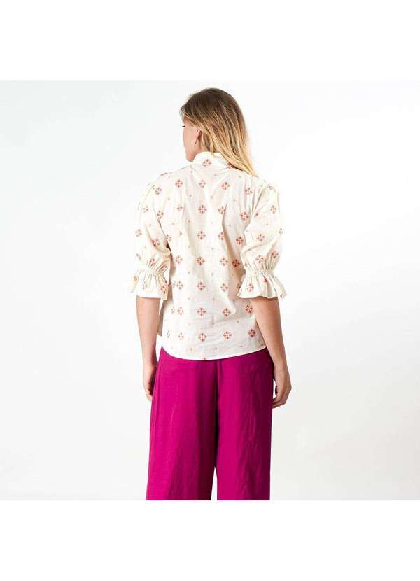 Elora - Camisa Elora Flor Feminina Bege 3