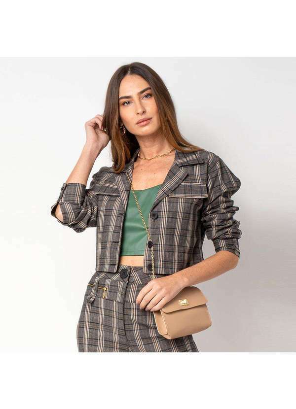 Elora - Casaco Social Elora Xadrez Feminino Chumbo