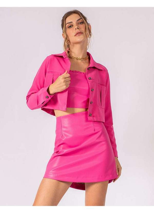 Elora - Jaqueta Cropped Elora Feminina Rosa