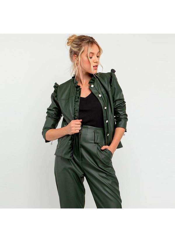 Elora - Jaqueta Elora de Couro Feminina Verde