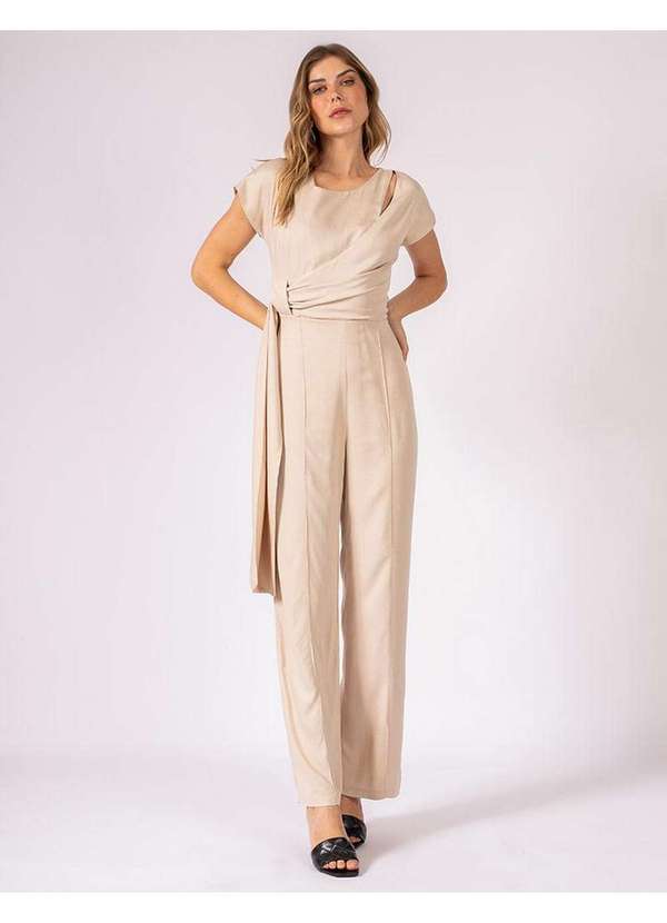 Elora - Macacão Elora Ribbon Feminino Bege