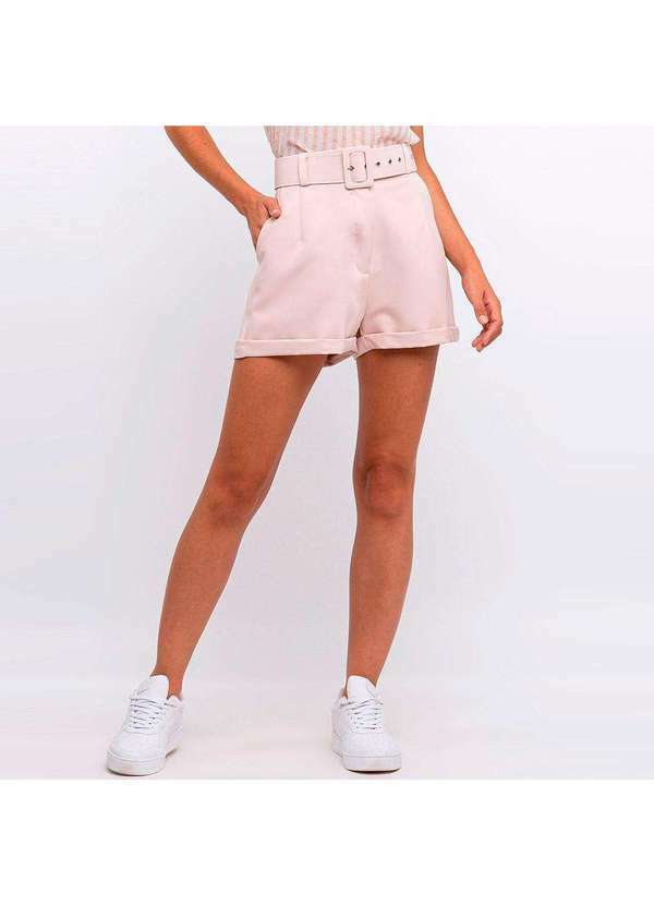 Elora - Short Elora Alfaiataria com Cinto Feminino Bege