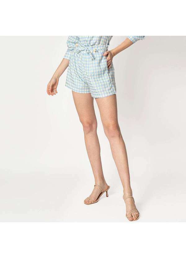 Elora - Short Elora Xadrez Feminino Azul
