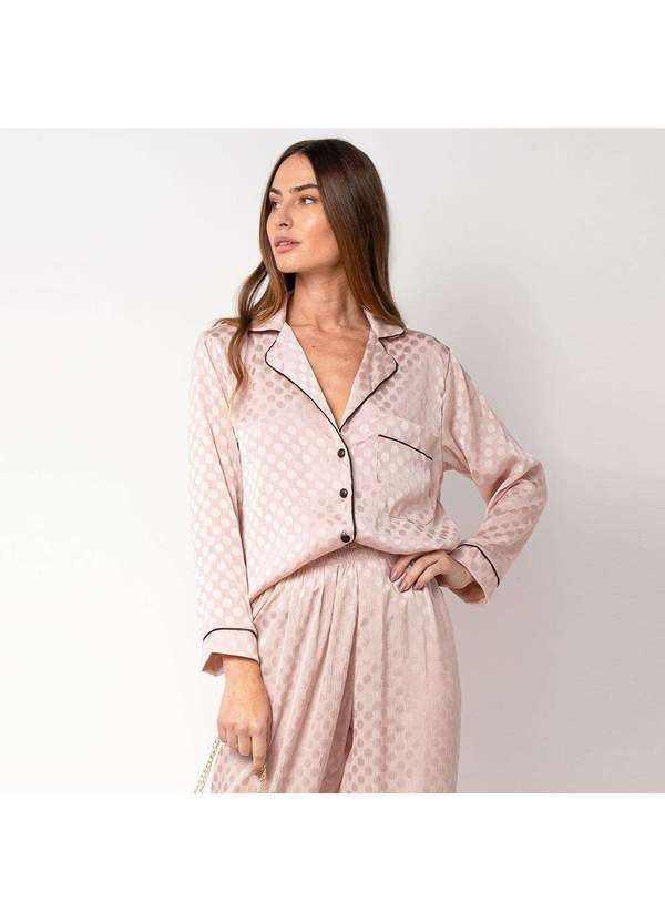 Elora - Camisa de Pijama Elora Poá Feminina Rosa 3