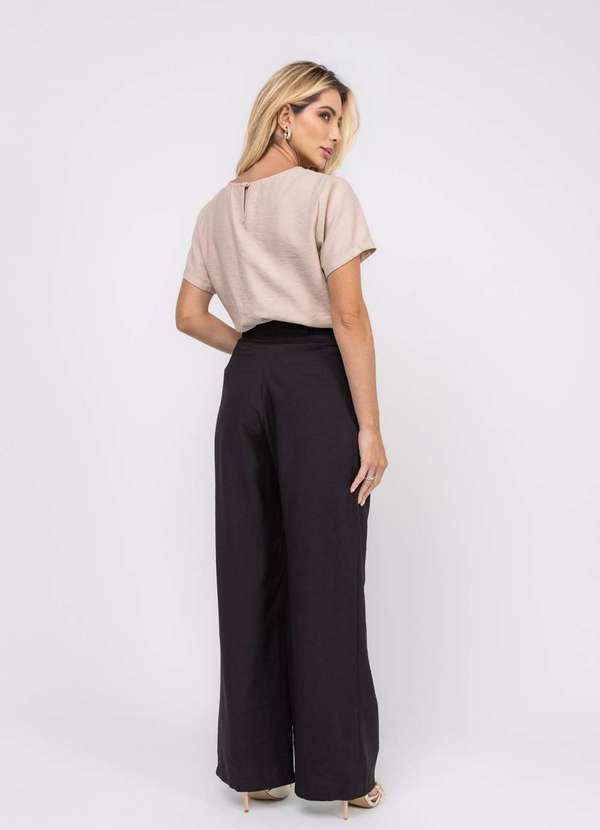 Salvatore Fashion - Blusa Alfaiataria Básica Manga Curta Bege 2