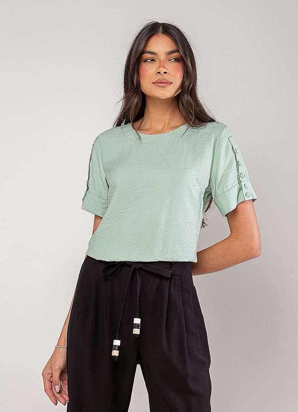 Salvatore Fashion - Blusa Alfaiataria com Botões na Manga Verde 4