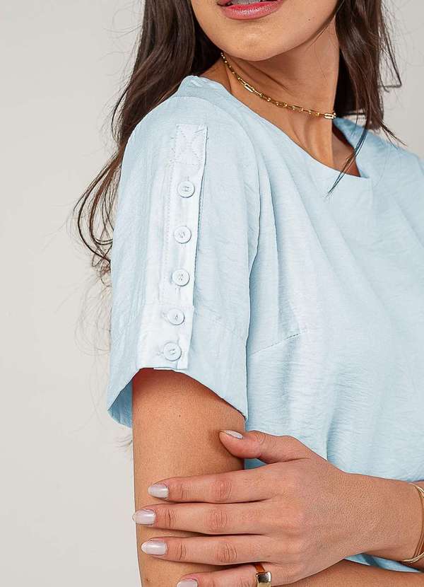 Salvatore Fashion - Blusa Alfaiataria com Botões na Manga Azul