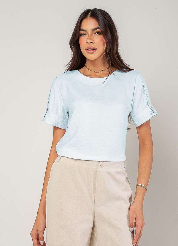 Salvatore Fashion - Blusa Alfaiataria com Botões na Manga Azul 2