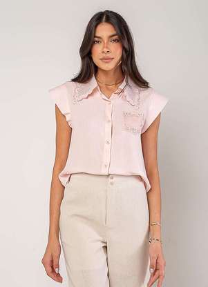 Salvatore Fashion - Blusa Alfaiataria com Gola em Renda e Bolso Decorado - SALVATORE FASHION