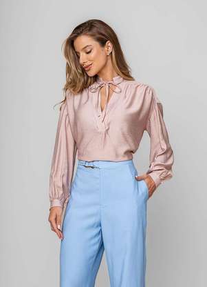 Salvatore Fashion - Blusa Alfaiataria com Gola V Laço - SALVATORE FASHION
