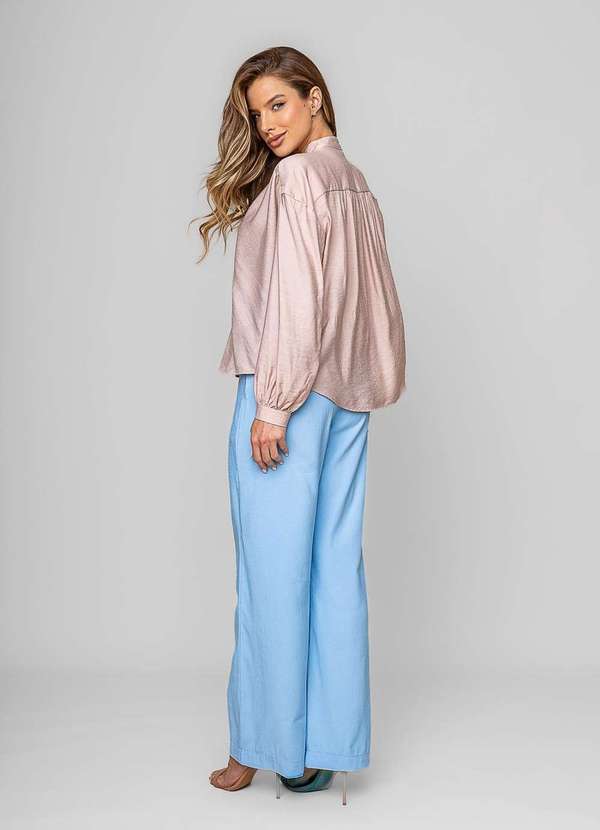 Salvatore Fashion - Blusa Alfaiataria com Gola V Laço Rosa 4