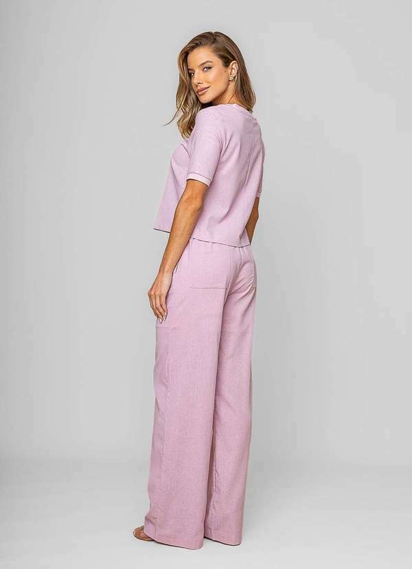 Salvatore Fashion - Blusa Alfaiataria Gola Ribana Manga Curta Rosa 2