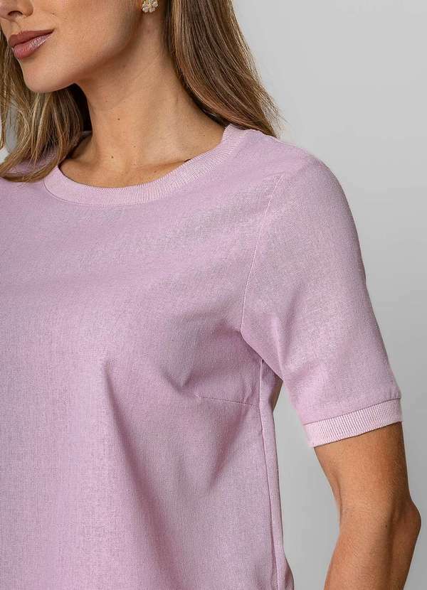 Salvatore Fashion - Blusa Alfaiataria Gola Ribana Manga Curta Rosa 3