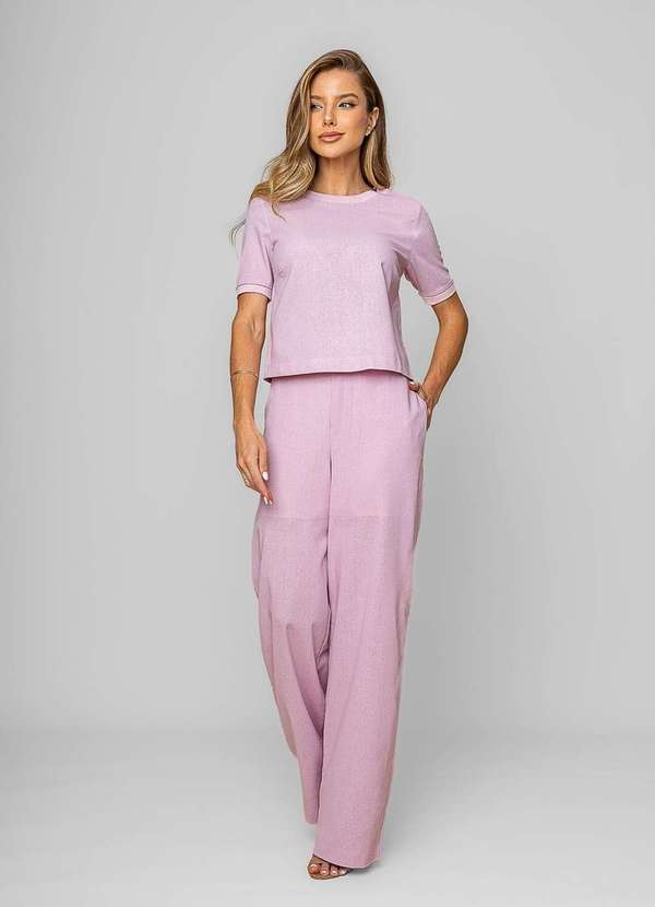 Salvatore Fashion - Blusa Alfaiataria Gola Ribana Manga Curta Rosa 5