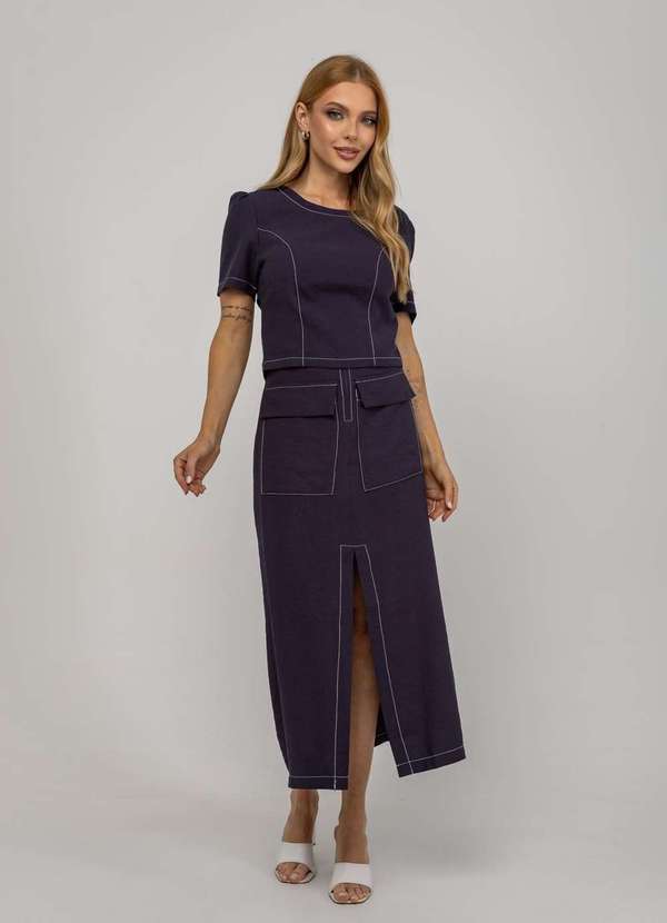 Salvatore Fashion - Blusa de Alfaiataria Decote Costas Azul 4