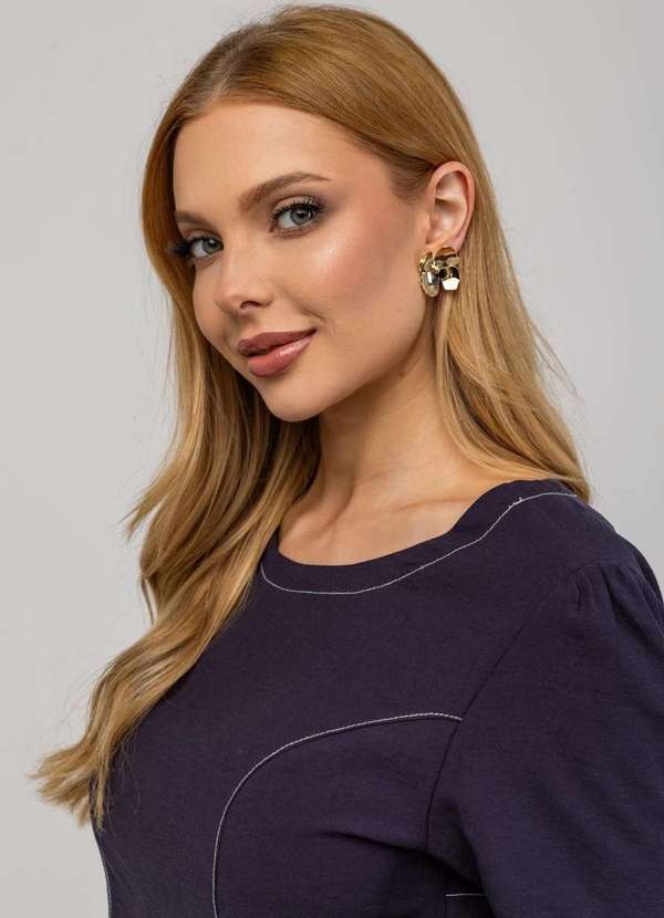 Salvatore Fashion - Blusa de Alfaiataria Decote Costas Azul 5