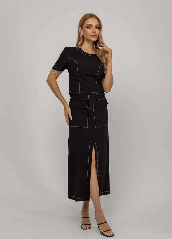 Salvatore Fashion - Blusa de Alfaiataria Decote Costas Preto 3