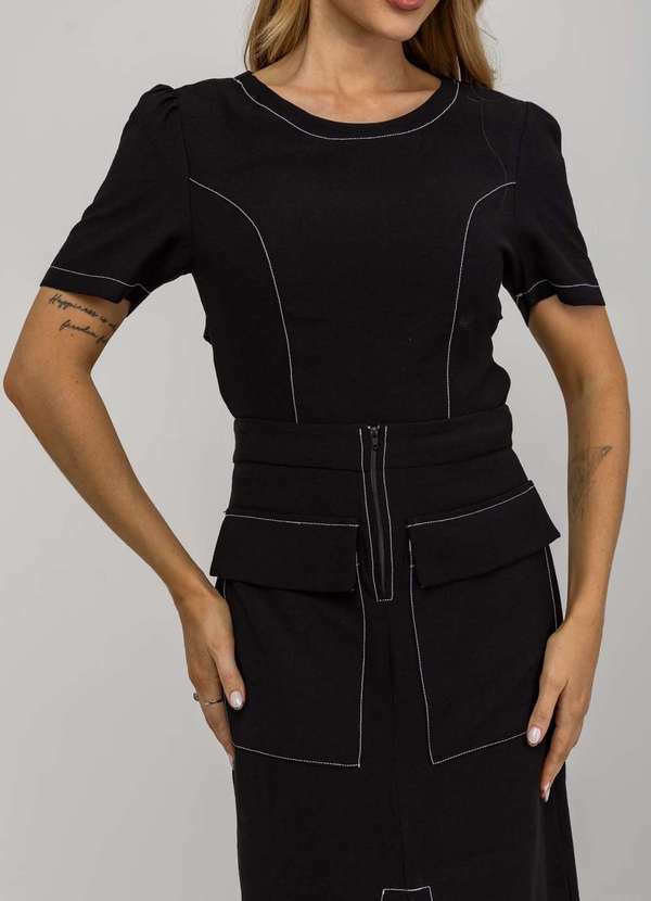 Salvatore Fashion - Blusa de Alfaiataria Decote Costas Preto 4