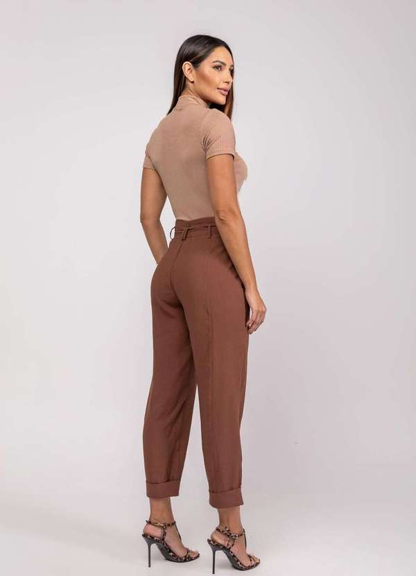 Salvatore Fashion - Blusa Gola Alta Malha Canelada  Fashion Marrom 2