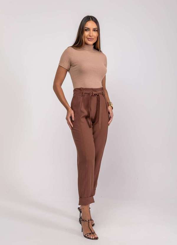 Salvatore Fashion - Blusa Gola Alta Malha Canelada  Fashion Marrom 4