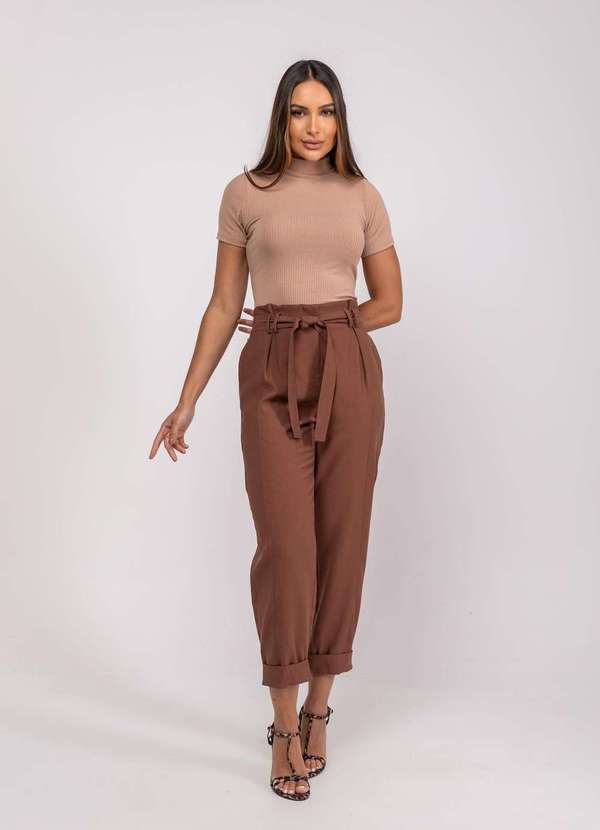 Salvatore Fashion - Blusa Gola Alta Malha Canelada  Fashion Marrom 5