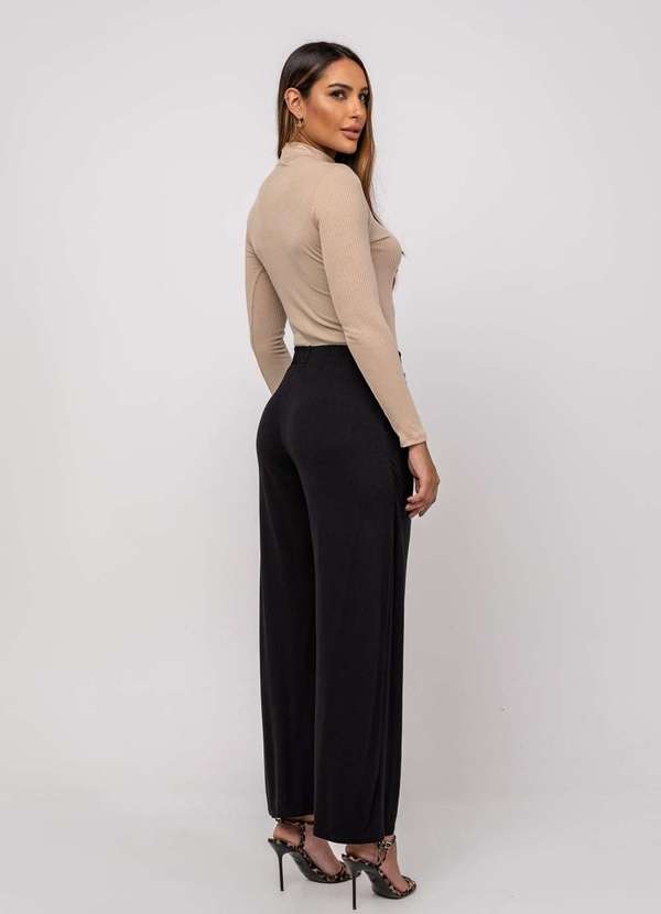 Salvatore Fashion - Blusa Gola Alta Manga Longa Malha Canelada  Fashion Bege 3