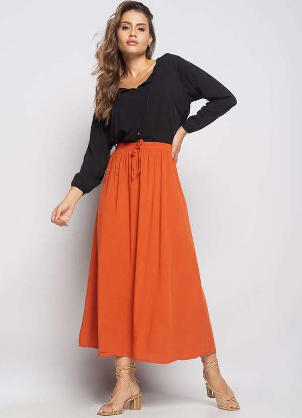 Salvatore Fashion - Blusa Gola V Manga Longa Viscolinho Preto 2