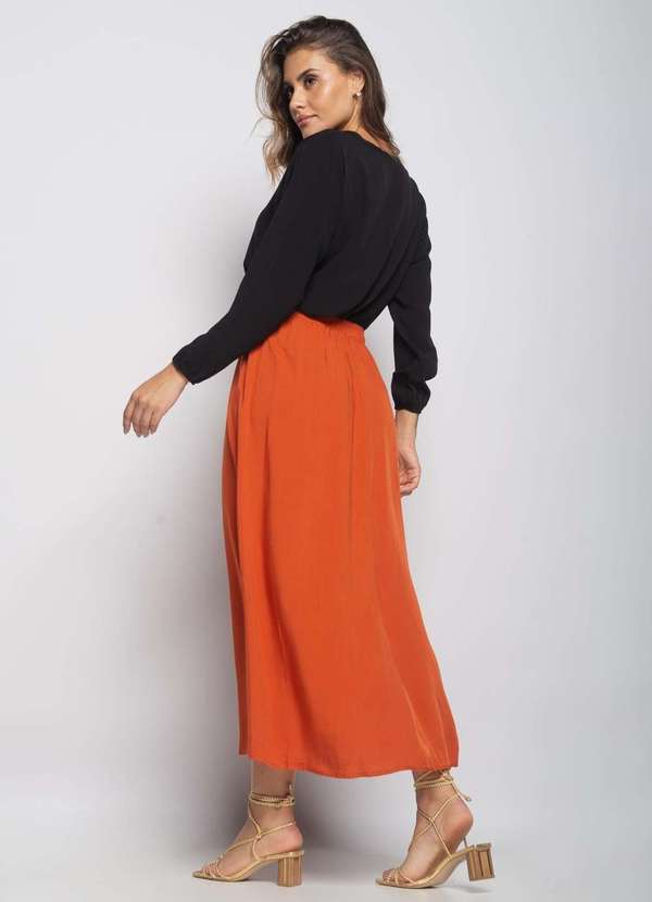 Salvatore Fashion - Blusa Gola V Manga Longa Viscolinho Preto 3