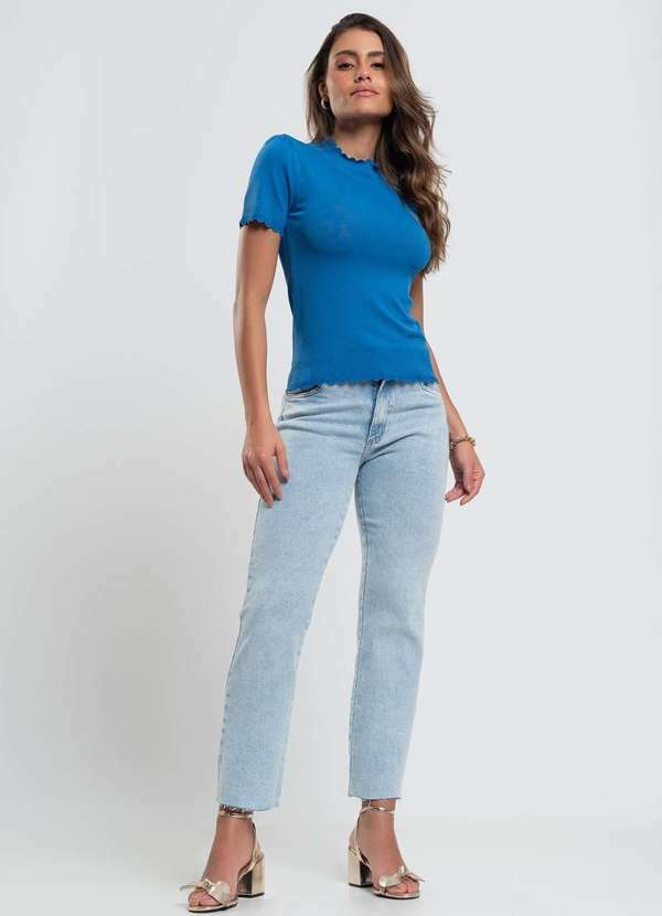 Salvatore Fashion - Blusa Malha Fria Modal Princesa M/C Fashion Azul
