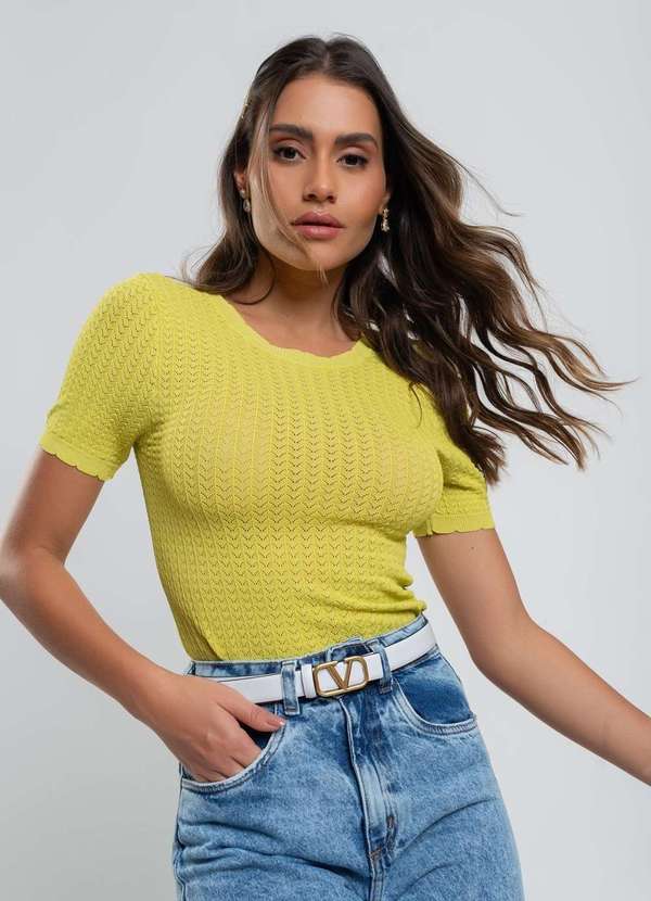 Salvatore Fashion - Blusa Malha Fria Modal Tramas M/C Fashion Verde