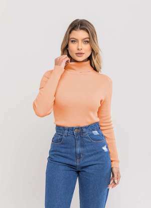 Salvatore Fashion - Blusa Tricot Modal Canelado Gola Rolê - SALVATORE FASHION