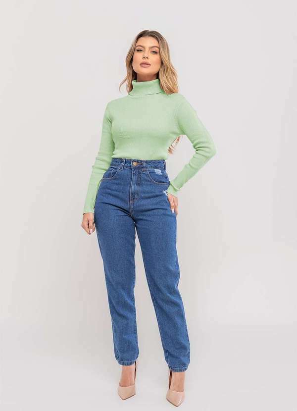 Salvatore Fashion - Blusa Tricot Modal Canelado Gola Rolê Verde 3