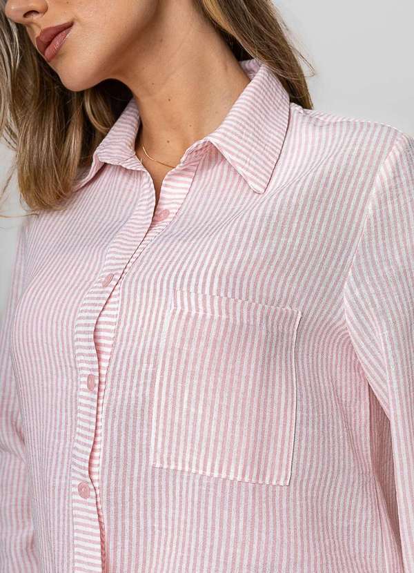 Salvatore Fashion - Camisão Listrado Alfaiataria Rosa 2